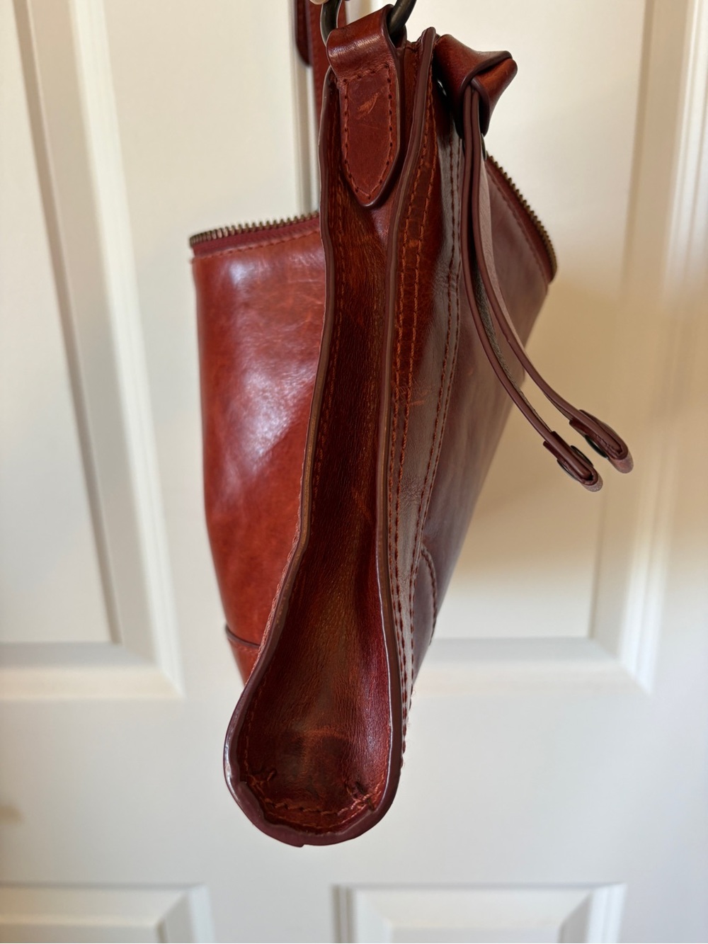 Frye Red Brown Leather Crossbody Bag - Picture 5 of 11